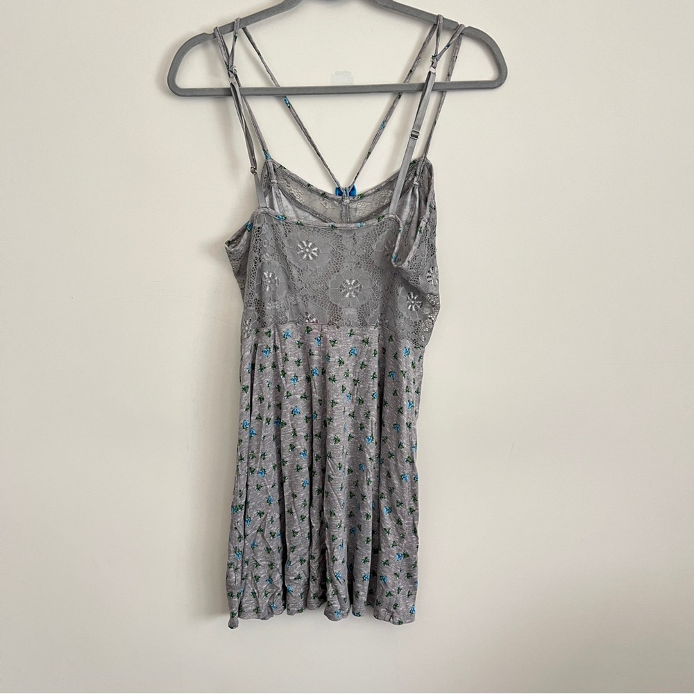 Betsey Johnson Y2K Women’s Babydoll Chemise Lingerie Dress Floral Gray Size M - Picture 7 of 11